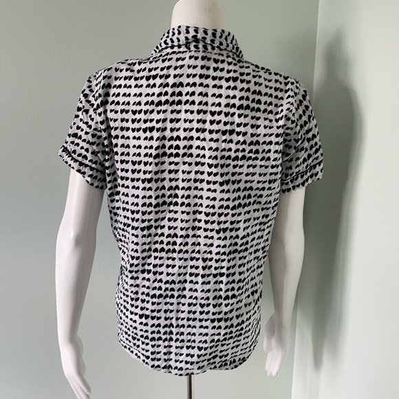 J. Crew White & Black Heart Print Pajama Shirt Small - Picture 5 of 6